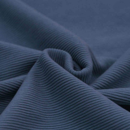 Ottoman Rib Jersey Fabric Dark Jeans - (Jersey Fabrics)