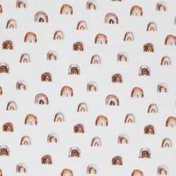 Cotton Poplin Digital Print - Mini Rainbow Light Brown