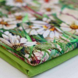 Digital Print Viscose Jersey - Grass Flower White