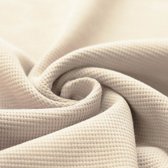 Tessuto Jersey Di Waffle Piqué Beige Naturel - (Jersey Tessuti)