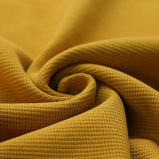 Tessuto Jersey Di Waffle Piqué Ocra - (Jersey Tessuti)