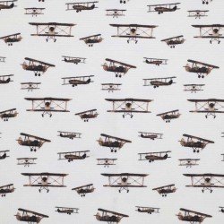 Waffelstrick Jersey Stoff - Flugzeug Hellbraun Waffelstrick Jersey Stoff - Flugzeug Hellbraun