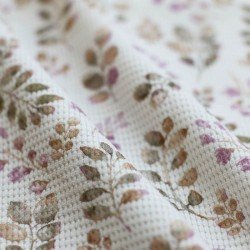 Waffle Knit Jersey Fabric - Leaves Old Mauve