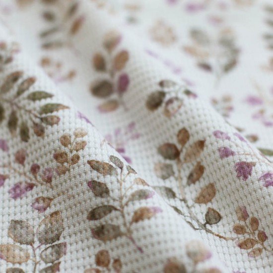 Tissu Jersey Gaufré Tricoté - Feuilles Vieux Mauve - (Tissus Jersey)