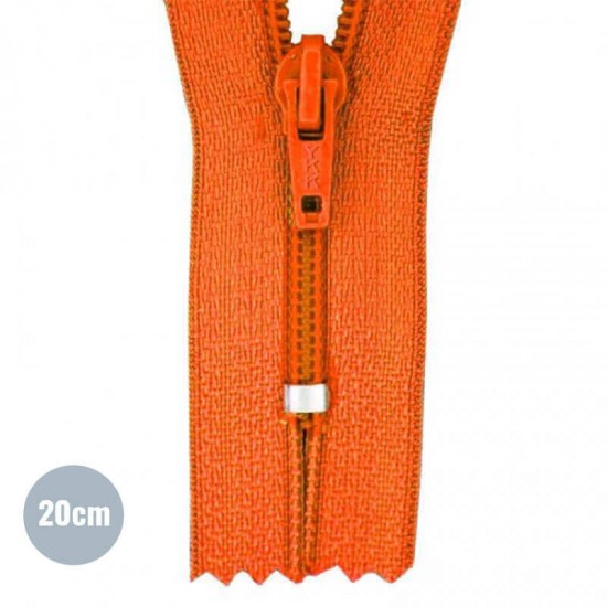 Rits YKK Oranje 20CM Nylon - (Niet Deelbare Nylon Ritsen YKK)