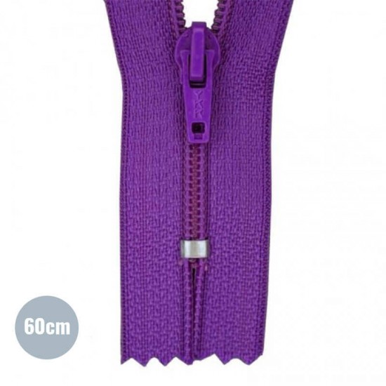 Rits YKK Paars 60CM Nylon - (Niet Deelbare Nylon Ritsen YKK)