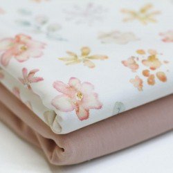 Jersey Katoen Digitale Print - Handgeschilderde Bloem Jersey Katoen Digitale Print - Handgeschilderde Bloem