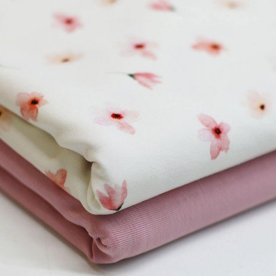 Bomuldjersey Digital Print - Sakura Blomster - (Bomuldjersey Digitaltryk)