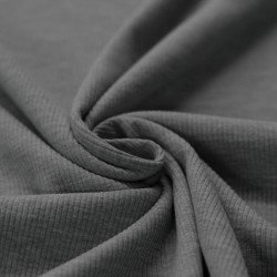 Rib Knit Jersey Fabric Dark Grey Melange
