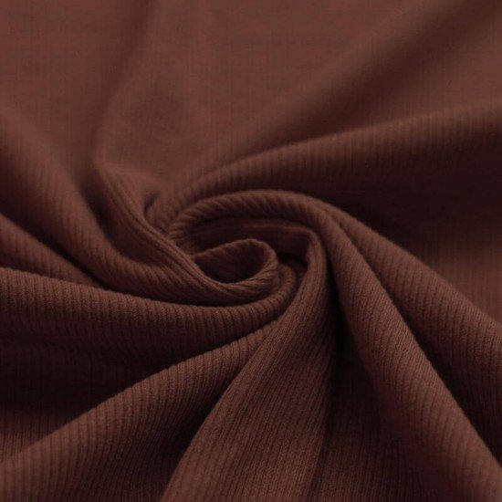 Tessuto Jersey Di Cotone Costine Marrone Chiaro - (Jersey Tessuti)