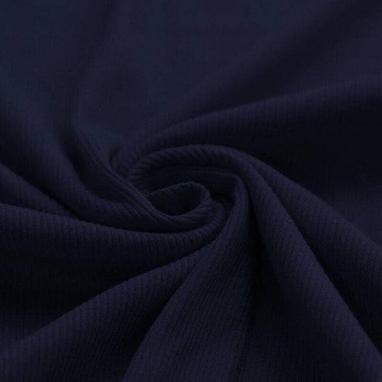 Rib Knit Jersey Fabric Navy