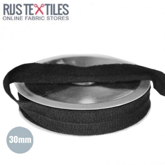Folding Braid "Wool Look" Black 30mm  - (Ribbons )