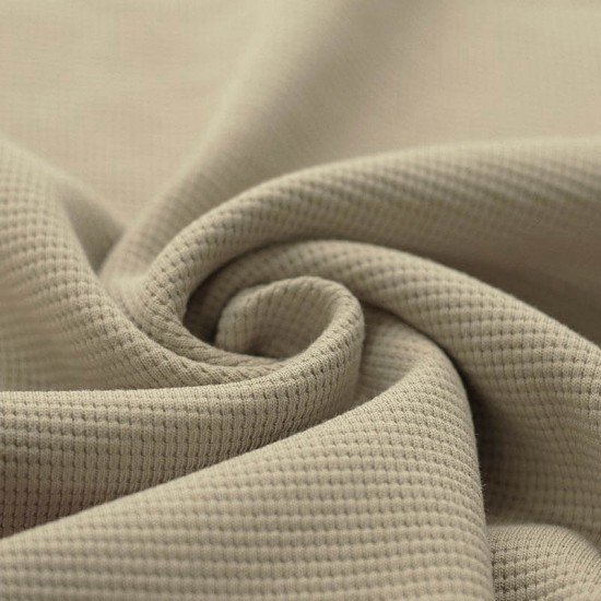 Waffelstrick Jersey Stoff Dunkel Beige  - (Jersey Stoffe)