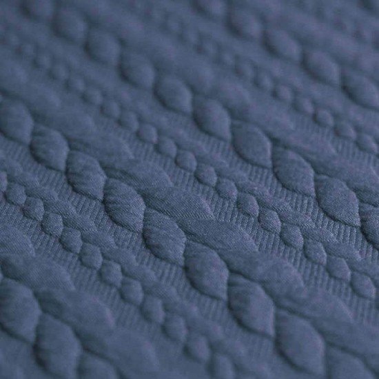 Tissu Jersey Matelassé à Motif Torsade Jeans Foncé - (Tissus De Mode)