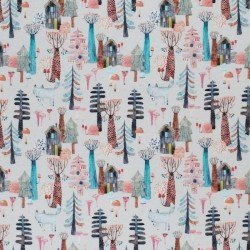 Cotton Poplin Digital Print - Wolf In Forest