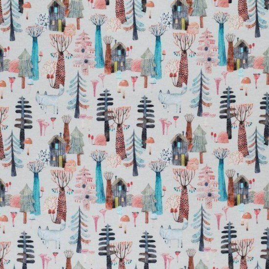 Cotton Poplin Digital Print - Wolf In Forest Cotton Poplin Digital Print - Wolf In Forest - (Cotton Poplin Printed)