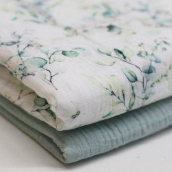 Baumwoll Musselin Stoff Digital - Eukalyptus Bouquet Baumwoll Musselin Stoff Digital - Eukalyptus Bouquet