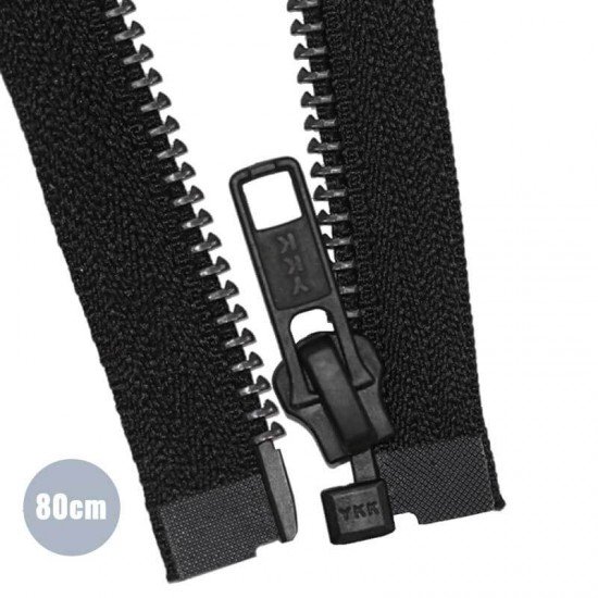 Cerniera Lampo Metallo Divisibile YKK Nero Ossidato Denti 80CM  - (Cerniera Lampo YKK)
