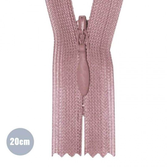 Invisible Zipper Old Pink YKK 20CM Not Divisible - (Invisible Zippers YKK)