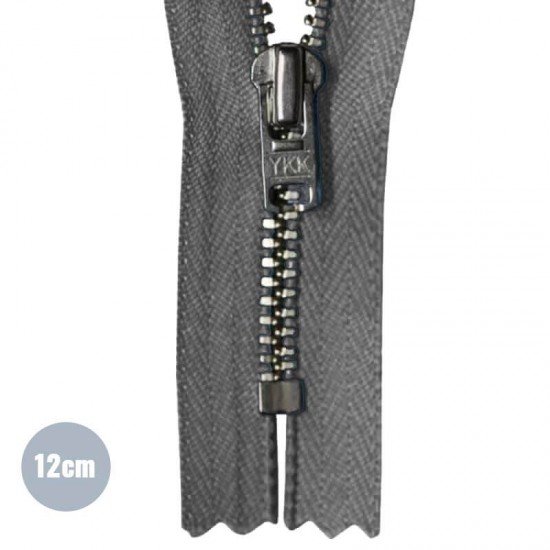 Zipper Dark Grey 12CM Metal    