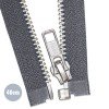 Silver Metal Divisible Zipper YKK Dark Grey 40CM