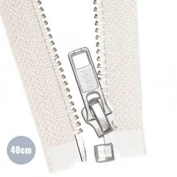 Zilver Metaal Deelbare Rits YKK Ecru 40CM