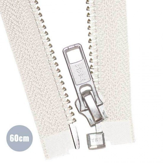 Zilver Metaal Deelbare Rits YKK Ecru 60CM - (Ritsen Ykk)