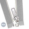 Silver Metal Divisible Zipper YKK Light Grey 40CM