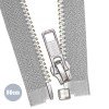 Silver Metal Divisible Zipper YKK Light Grey 80CM 