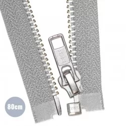 Métal Argentée Fermeture Éclair Séparable YKK Gris Clair 80CM Métal Argentée Fermeture Éclair Séparable YKK Gris Clair 80CM