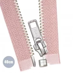 Zilver Metaal Deelbare Rits YKK Nude Roze 40CM