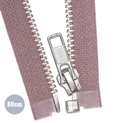Zilver Metaal Deelbare Rits YKK Oud Roze 80CM Zilver Metaal Deelbare Rits YKK Oud Roze 80CM