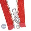 Silber Metall Teilbarer Reißverschluss YKK Rot 60CM
