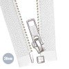 Silver Metal Divisible Zipper YKK White 30CM 