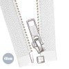 Silver Metal Divisible Zipper YKK White 40CM