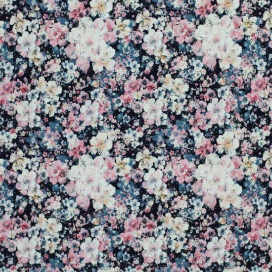 Jersey Di Cotone Stampa Digitale - Rami In Fiore Rosa - (Jersey Di Cotone Digitale Stampata)