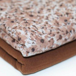 Baumwoll Musselin Stoff Digital - Füllblume Hellbraun Baumwoll Musselin Stoff Digital - Füllblume Hellbraun