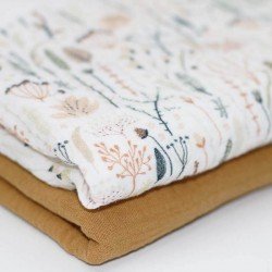 Baumwoll Musselin Stoff Digital - Skandinavische Blume Baumwoll Musselin Stoff Digital - Skandinavische Blume