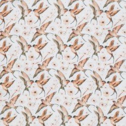 Double Gauze Fabric Digital Print - Swallow Kiss Ecru