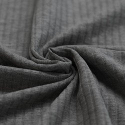 Wide Drop Needle Rib Fabric Dark Grey Melange