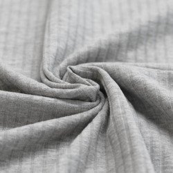 Wide Drop Needle Rib Fabric Light Grey Melange
