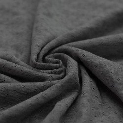 Pointelle Cotton Jersey Fabric (Mini) Dark Grey Melange
