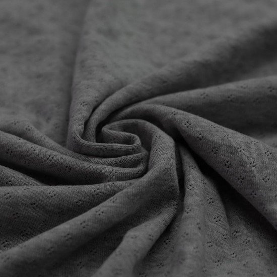 Tissu Jersey Pointoille (Mini) Gris Foncé Melange - (Tissus Jersey)