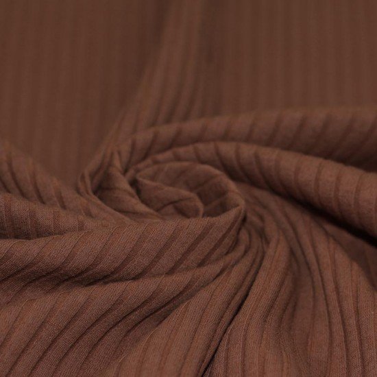 Tessuto Jersey Di Cotone a Coste Grande Marrone Chiaro - (Jersey Tessuti)