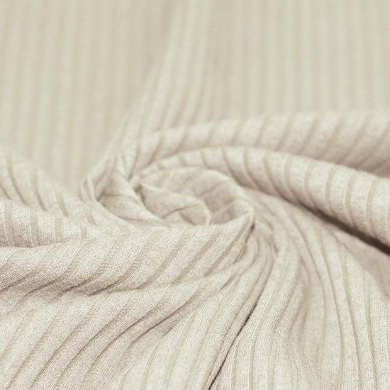 Tissu Maille Tricot à Grosses Cotes Beige Naturel - (Tissus Jersey)