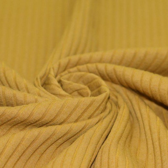 Tessuto Jersey Di Cotone a Coste Grande Ocra - (Jersey Tessuti)