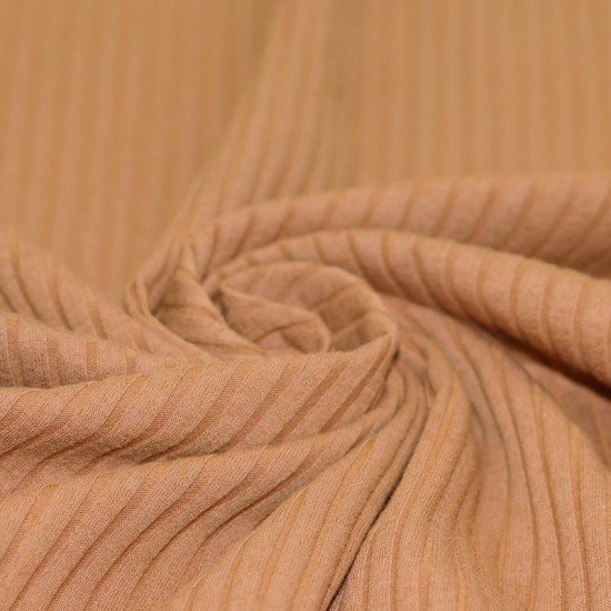 Tissu Maille Tricot à Grosses Cotes Pêche - (Tissus Jersey)