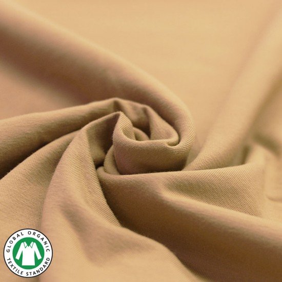 Tessuto Bio Jersey Di Cotone Organico (Gots) Cammello - (Jersey Tessuti)