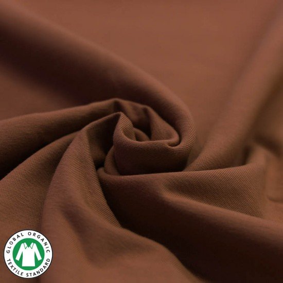 Tessuto Bio Jersey Di Cotone Organico (Gots) Marrone Chiaro - (Jersey Tessuti)