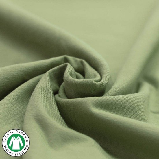 Tessuto Bio Jersey Di Cotone Organico (Gots) Oliva - (Jersey Tessuti)